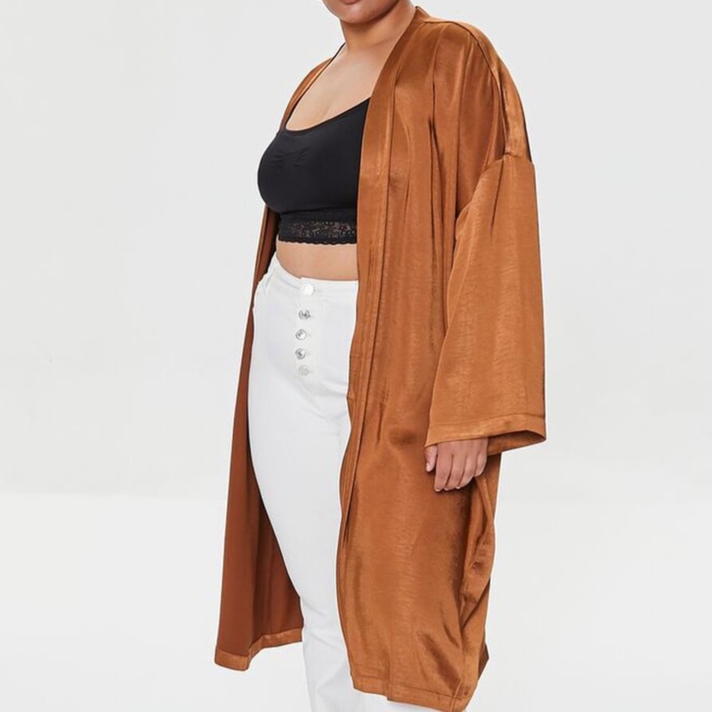 •Plus Size• Open-Front Satin Kimono - Picture 2 of 5